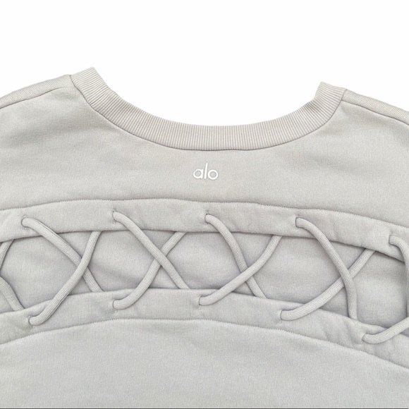 ALO Yoga Hook Up Dove Grey Sweater Sweatshirt - Picture 6 of 13